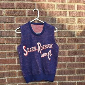 Vintage Sears Roebuck & Co. Navy Sweater Vest Men's Sz M